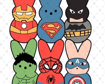 Superhero Easter Peeps PNG: Funny Kids Shirt Design (Digital Download)