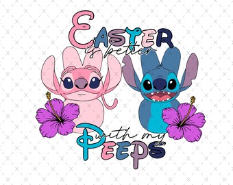 Character Easter PNG: Stitch & Angel (Digital Download)