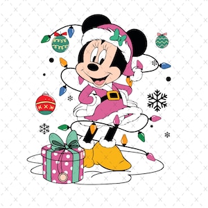 Pink Christmas Minnie SVG, Merry Christmas Svg, Pink Christmas Svg, Xmas Holiday Svg, Instant Download, Minnie Mouse Christmas Png