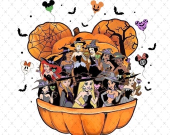Disney Princess Halloween Pumpkin, Witch Costume PNG SVG (Digital Download)