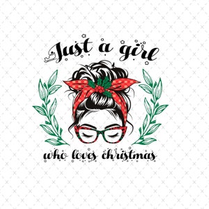 Christmas Messy Bun Woman PNG: Sublimation Design (Digital Download)