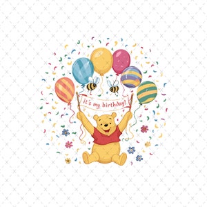 It&#39;s My Birthday Winnie The Pooh Png, Winnie The Pooh Svg, Winnie The Pooh Sublimation, Birthday Boy Png, Birthday Girl Svg, Winnie Birthday