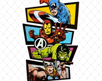 Avengers png, Superheroes, Spiderman, Thor, Hulk, Captain America, printable, sublimation image, transparent background