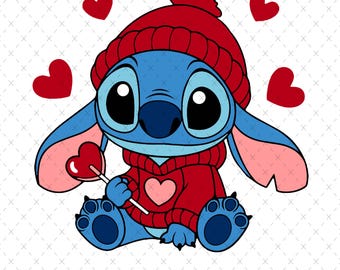 Stitch Valentine Candy Heart SVG PNG (pobieranie cyfrowe)