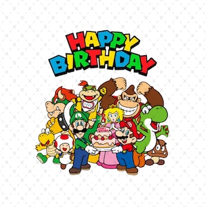 Happy Birthday Png, Super Mario Birthday Svg, Super Mario Birthday Png, Mario Svg For Cricut, Mario Sublimation, Birthday Png Svg