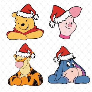 Winnie the Pooh ClipArt SVG Designs, Classic Winnie the Pooh Png, Classic Pooh Bundle, Winnie the Pooh Christmas Png Bundle
