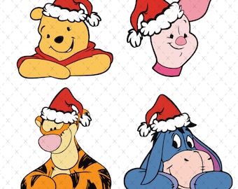 Christmas Winnie the Pooh Clipart: Classic Pooh SVG PNG Bundle