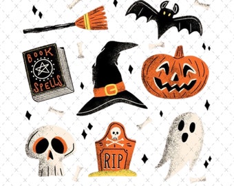 Vintage Halloween Horror PNG Bundle: Spooky Clipart (Digital Download)