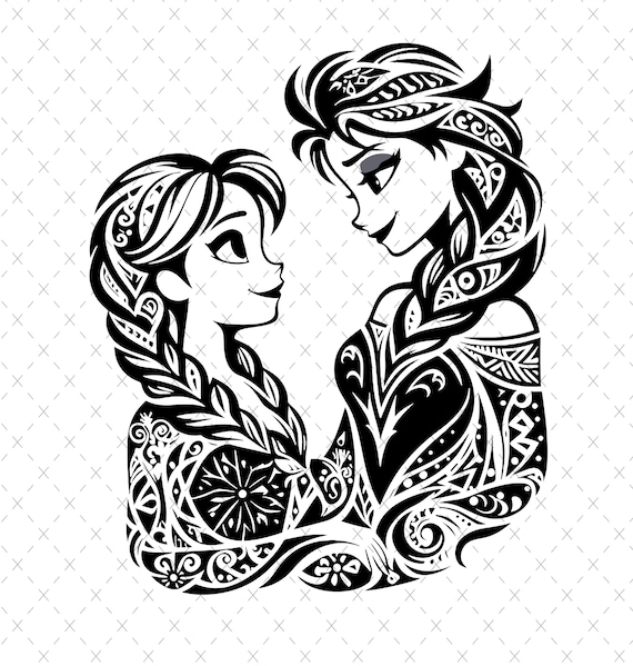 エルサとアナのSVG：アナと雪の女王 魔法にかけられたマンダラ カット