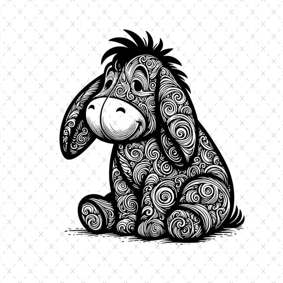 Eeyore Mandala SVG: Zentangle Pooh Bear Sketch (digital Download