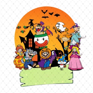 Super Mario Halloween Kunst, Mario Halloween Kunst, Süßes oder Saures Kunst, Pfirsich Yoshi Kröte Luigi Koopa Halloween Kunst, geschnittene Form für Sublimation