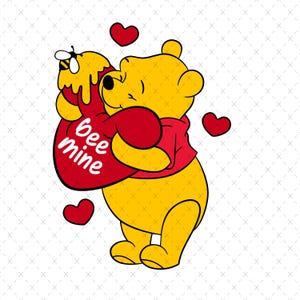 Winnie de Poeh, Bee Mine Svg, Valentijnsdag Svg, hart Svg, Png, gesneden bestanden voor Cricut, instant download,