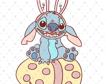 Happy Easter Stitch Bunny Ears SVG PNG: Kids Easter Shirt (Digital File)