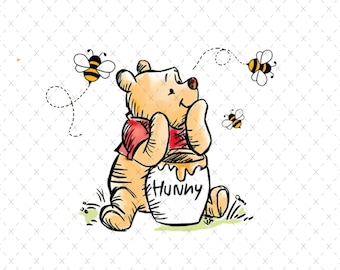 Winnie the Pooh retro PNG: Diseño de vacaciones familiares (Descarga digital)