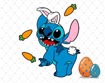 Stitch Easter Bunny PNG: Kids Easter Design (Digital Download)