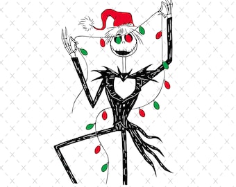 Jack Skellington Santa with Christmas Lights SVG (Digital Download)
