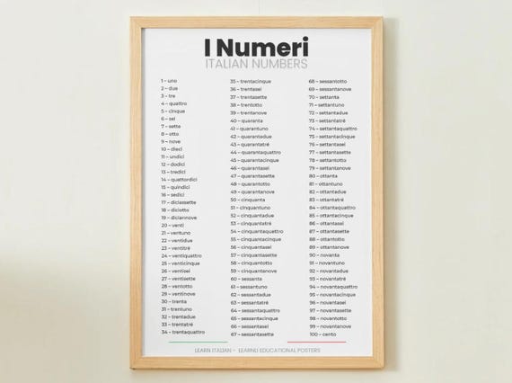 Numbers In Italy Italian Numerals 1 100