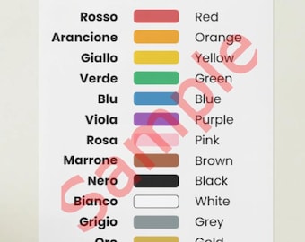 Italian Colors Poster • Vocabulary Chart Classroom Art (Digital Download)