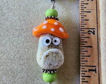 Kumihimo necklace & earrings---Grumpy Mushroom