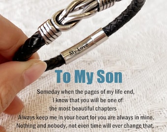Mother and Son Forever Linked Together Leather Infinity Knot Bracelet,Birthday Gift,Personalized Bracelet Gift,Men Bracelet,Christmas Gift