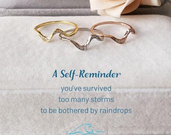 Self Reminder-You&#39;ve Survived Too Many Storms Wave Ring,Birthday Gift For Daughter,Minimalist Ring,Self Love Ring,Christmas Gift