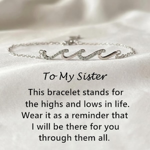 Pulseira de Prata de Lei com Três Ondas – Presente para Irmã, Joia da Amizade