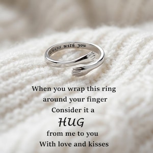 Stainless Steel Hug Ring, Adjustable Open Band, Gift for Her