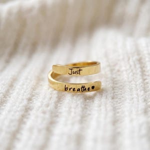 Edelstahl Just Breathe Ring: Hug Ring für Sie, Weihnachtsgeschenk Gold