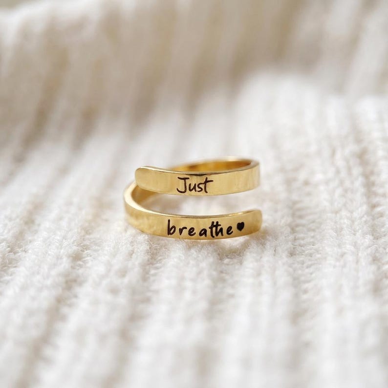 Edelstahl Just Breathe Ring: Hug Ring für Sie, Weihnachtsgeschenk Gold