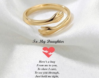 To My Daughter Gift-Hug Ring,Birthday Gift,A Hug To Show I’m Always Here,Gift For Her,Christmas Gift,Anniversary Gift,Unique Gift