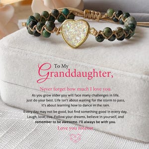 To My Granddaughter Bracelet Gift,Love You Forever Jasper Heart Bracelet,Adjustable Bracelet,Birthday Gift for Her,Unique Gift