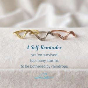 Sterling Silver Wave Ring, Cubic Zirconia, Daughter Gift