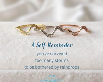 Anillo de plata de ley con diseño de ola y circonita cúbica, regalo para hija