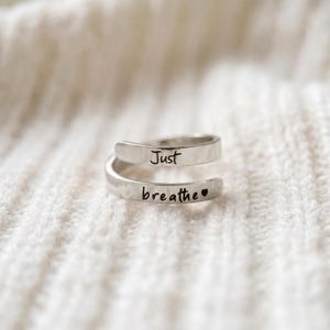 Edelstahl Just Breathe Ring: Hug Ring für Sie, Weihnachtsgeschenk Silver