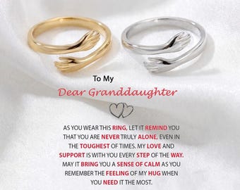 To My Granddaughter Gift-Hug Ring,Birthday Gift,Adjustable Love Ring,Gift For Her,Christmas Gift,Anniversary Gift,Unique Gift
