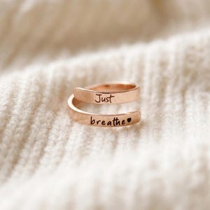 Edelstahl Just Breathe Ring: Hug Ring für Sie, Weihnachtsgeschenk Rose Gold