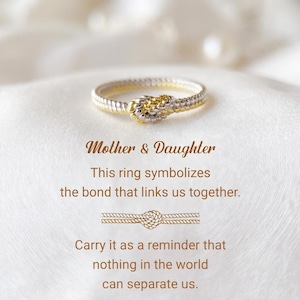 Anello con nodo a due fili in argento sterling, legame madre-figlia