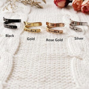 Edelstahl Just Breathe Ring: Hug Ring für Sie, Weihnachtsgeschenk Bild 2