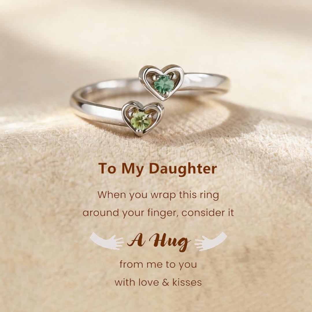 To My Daughter Ring-personalized Birthstone Heart Ring: Sterling Silver ...