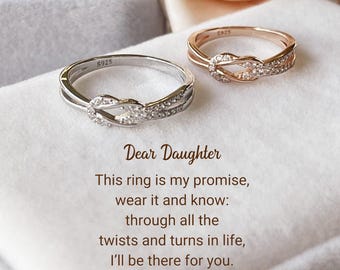 Mother and Daughter Knot Ring,Birthday Gift For Daughter,Infinity Ring, Minimalist Ring,Mother Daughter Ring,Christmas Gift,Promise Ring
