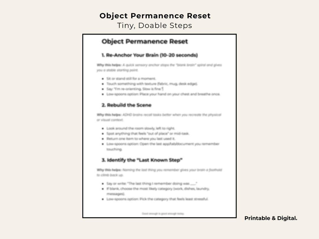 ADHD Object Permanence Checklist for Overwhelmed Adults | Executive ...
