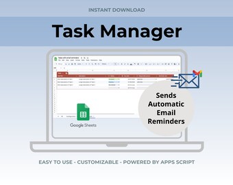 Tasks management and tracker Google Sheet template that sends out email reminders