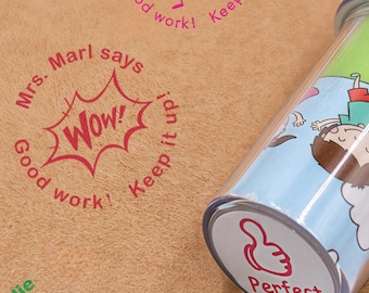 Custom Teacher Stamp - Personalized Self-Inking Grading Stamp for Science, Math, English Teachers, Funny Puns Support