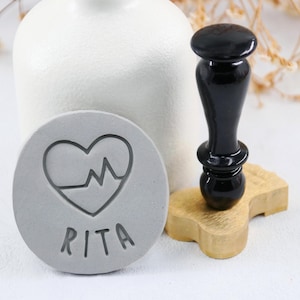 Sello de cerámica personalizado con 9 diseños, sello de cerámica personalizado con firma, sello de cerámica de latón, sello de logotipo personalizado con nombre, sello de letras para arcilla