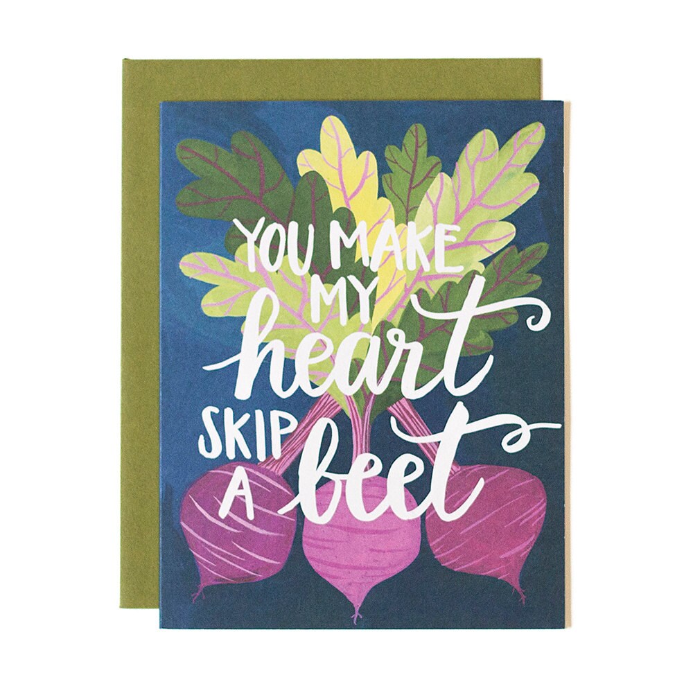 You Make My Heart Skip a Beet Illustrated Card // 1canoe2