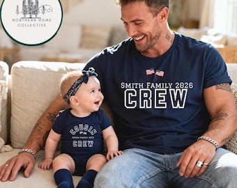 Camisetas familiares personalizadas para el 4 de julio, camisetas a juego para vacaciones, camisetas para reuniones familiares, camisetas para el Día de la Independencia, body con la bandera estadounidense para primos.