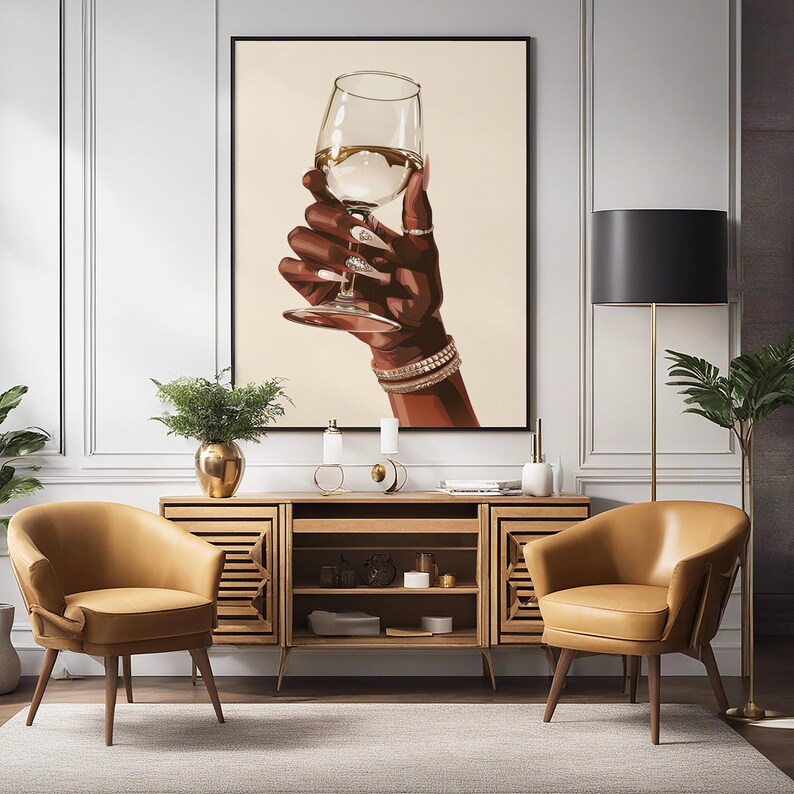 African Lady Wall Print, Black Girl Digital Poster, Feminine Cheers