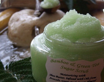 SHEA BUTTER SUGAR Scrub Large 8 oz Tub with Avocado / Sweet Almond Oil You Choose Your Own Scent