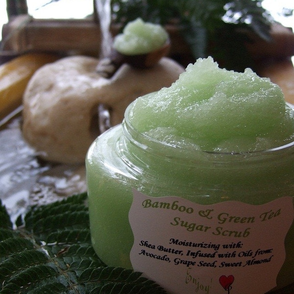 SHEA BUTTER SUGAR Scrub Large 8 oz Tub with Avocado / Sweet Almond Oil You Choose Your Own Scent