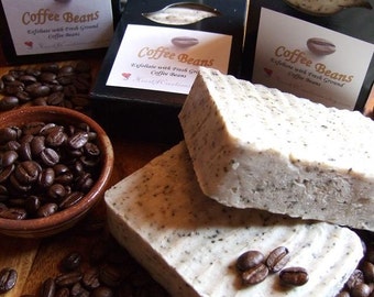 COFFEE BEANS with Coffee Butter and Fresh Ground Coffee Beans Large Handmade Soap Bar